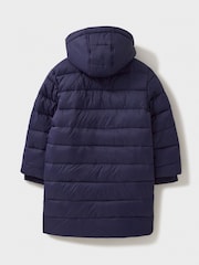 Crew Clothing Blue Midweight Longline Puffer Coat - Image 2 of 3