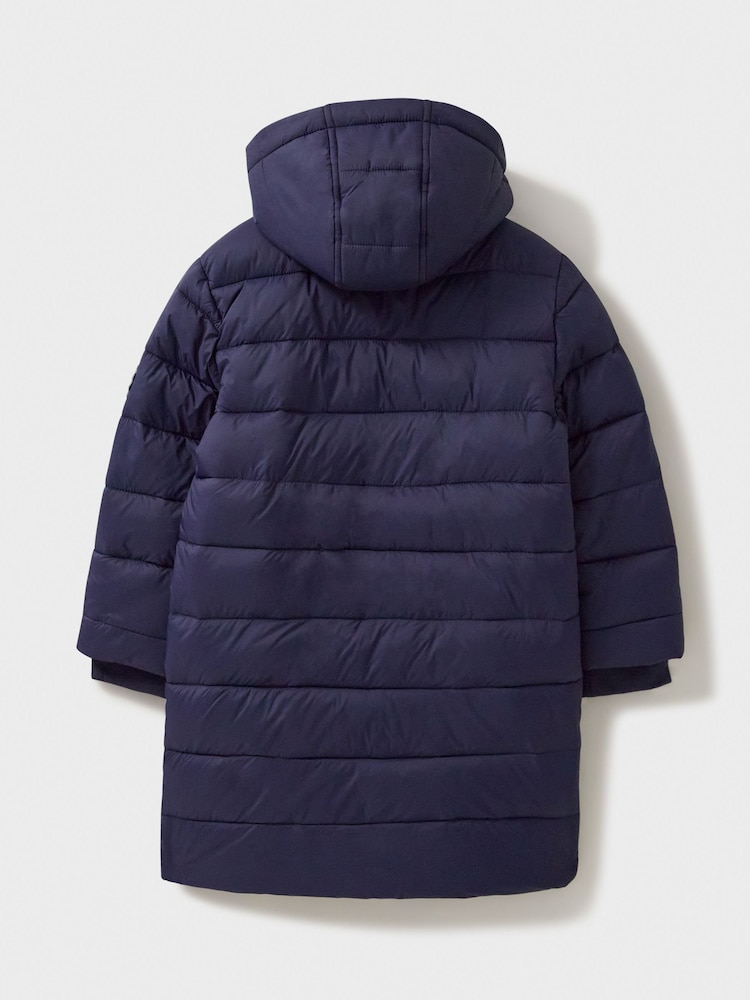 Crew Clothing Blue Midweight Longline Puffer Coat - Image 2 of 3