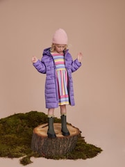 Crew Clothing Purple Lightweight Toggle Longline Puffer Coat - Image 1 of 6