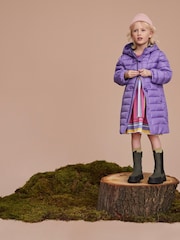 Crew Clothing Purple Lightweight Toggle Longline Puffer Coat - Image 2 of 6