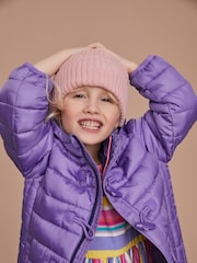Crew Clothing Purple Lightweight Toggle Longline Puffer Coat - Image 3 of 6