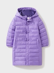 Crew Clothing Purple Lightweight Toggle Longline Puffer Coat - Image 4 of 6