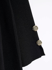 River Island Black Girls Long Sleeve Military Pleated 100% Cotton Dress - Image 3 of 4