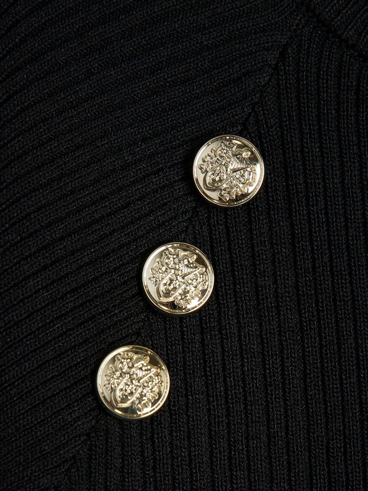 River Island Black Girls Long Sleeve Military Pleated 100% Cotton Dress - Image 4 of 4 River Island Black Girls Long Sleeve Military Pleated 100% Cotton Dress - Image 4 of 4
