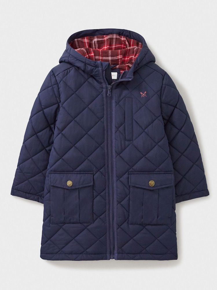 Crew Clothing Blue Hooded Quilt Jacket - Image 1 of 3