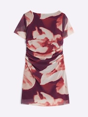 River Island – Kleid für Mädchen aus 100 % Baumwolle mit Netzstoff und Rosen, drapiert - Bild 1 von 4