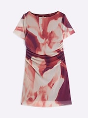 River Island – Kleid für Mädchen aus 100 % Baumwolle mit Netzstoff und Rosen, drapiert - Bild 2 von 4