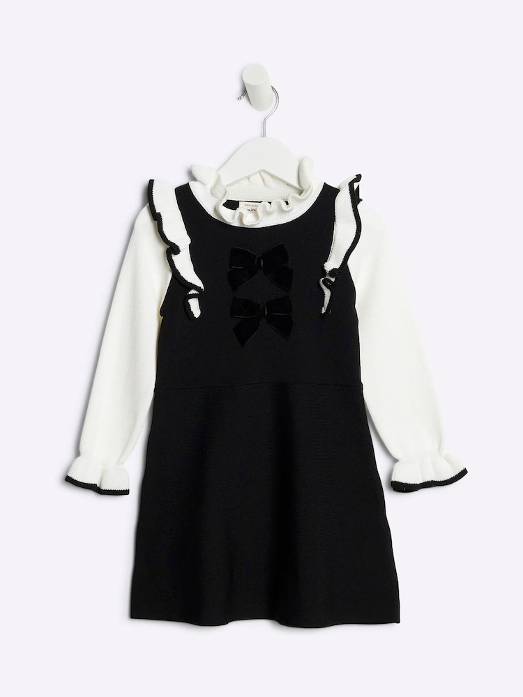 River Island Black Girls Bow 100% Cotton Dress - Image 1 of 5