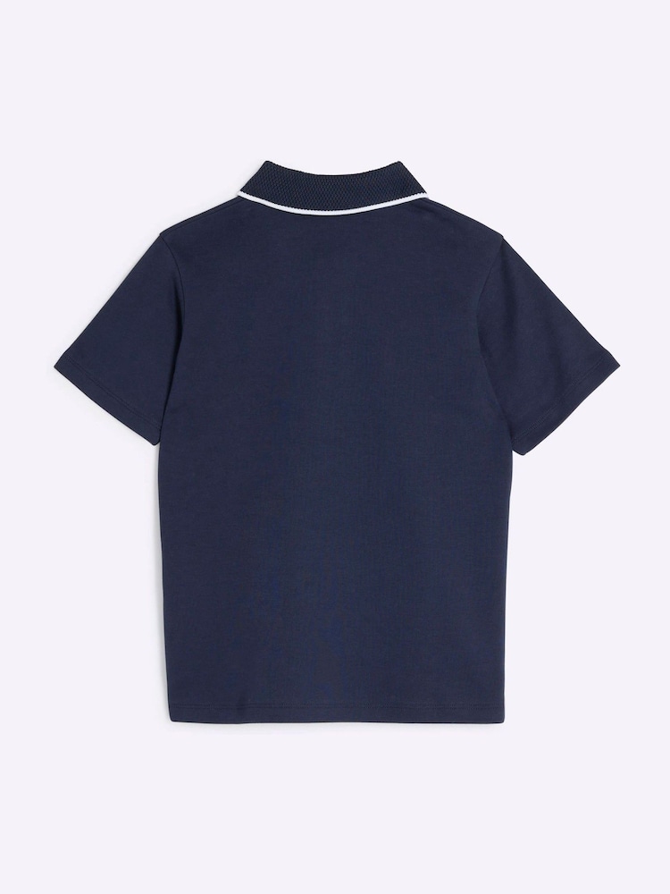 River Island Blue Boys Graphic Polo T-Shirt - Image 2 of 4