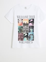 River Island White Girls Love Tour 100% Cotton T-Shirt - Image 1 of 3