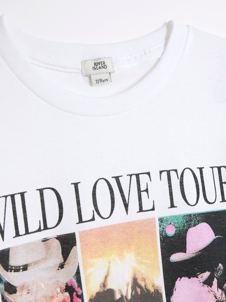 River Island White Girls Love Tour 100% Cotton T-Shirt - Image 2 of 3