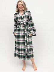 Cyberjammies Green Long Check 100% Cotton Dressing Gown - Image 2 of 4