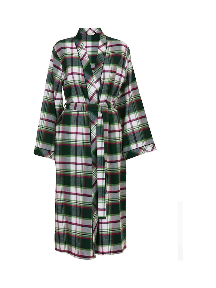 Cyberjammies Green Long Check 100% Cotton Dressing Gown - Image 4 of 4