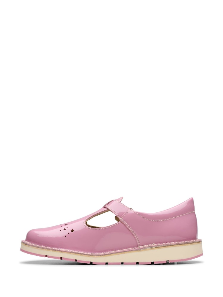 Clarks Pink Standard Fit (F) Leather Joyful Skip Kids Shoes - Image 2 of 7