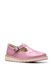 Clarks Pink Standard Fit (F) Leather Joyful Skip Kids Shoes - Image 3 of 7