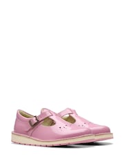 Clarks Pink Standard Fit (F) Leather Joyful Skip Kids Shoes - Image 4 of 7