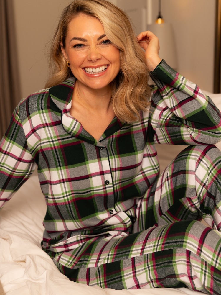 Cyberjammies Green Long Sleeved Check 100% Cotton Pyjamas Set - Image 1 of 4