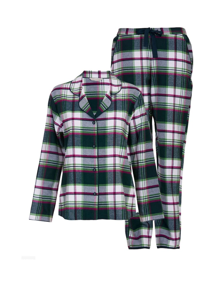 Cyberjammies Green Long Sleeved Check 100% Cotton Pyjamas Set - Image 4 of 4