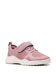 Clarks Pink Wide Fit (G) Feather Ath Kid Trainers - Image 3 of 7