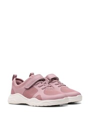 Clarks Pink Wide Fit (G) Feather Ath Kid Trainers - Image 4 of 7