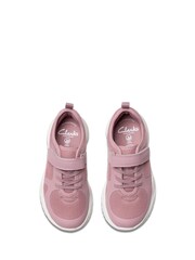 Clarks Pink Wide Fit (G) Feather Ath Kid Trainers - Image 6 of 7
