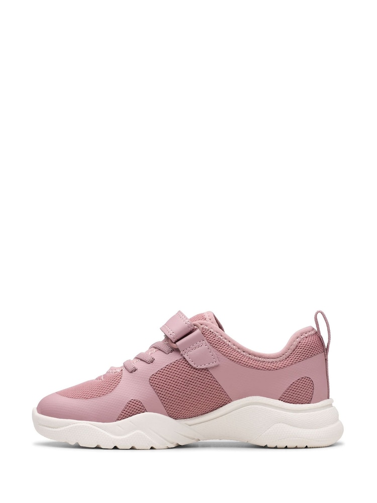 Clarks Pink Standard Fit (F) Feather Ath Kid Trainers - Image 2 of 7