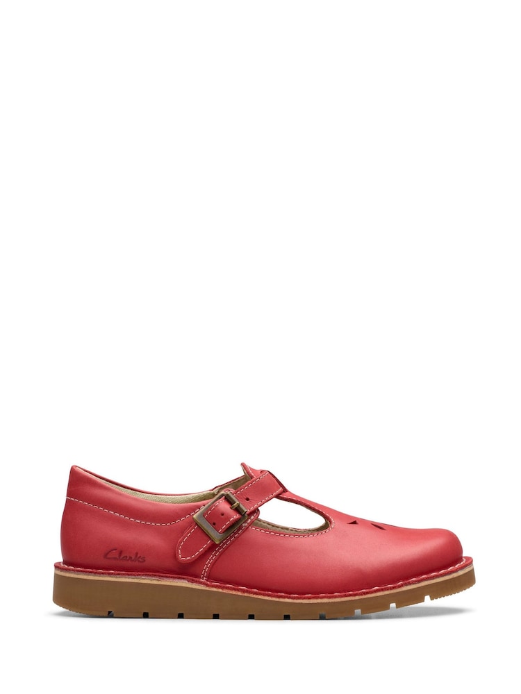 Clarks Red Wide Fit (G) Leather Joyful Skip Kids Shoes - Image 1 of 1 Clarks Red Wide Fit (G) Leather Joyful Skip Kids Shoes - Image 1 of 1