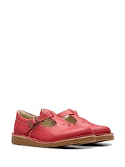 Clarks Red Standard Fit (F) Leather Joyful Skip Kids Shoes - Image 4 of 7