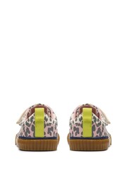 Clarks Leopard Wide Fit (G) Kids Wide Fit Foxing Canvas Trainers - Image 6 of 7