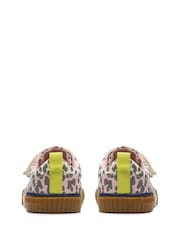 Clarks Leopard Narrow Fit  (E) Kids Foxing Canvas Trainers - Image 6 of 7