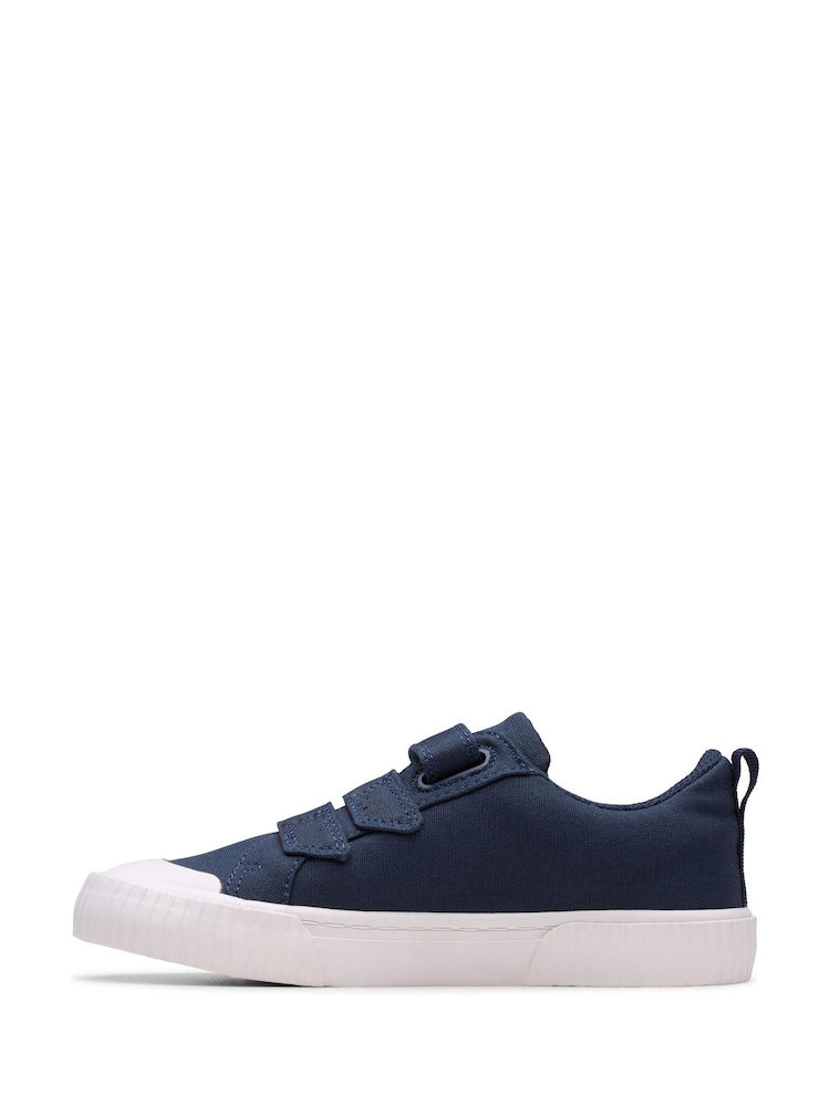 Clarks Blue Canvas Foxing Vibe Kid Shoes - Image 3 of 8