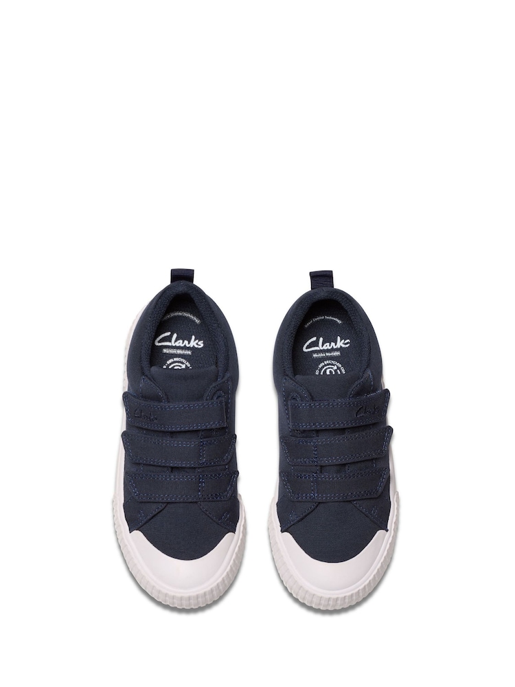 Clarks Blue Canvas Foxing Vibe Kid Shoes - Image 7 of 8