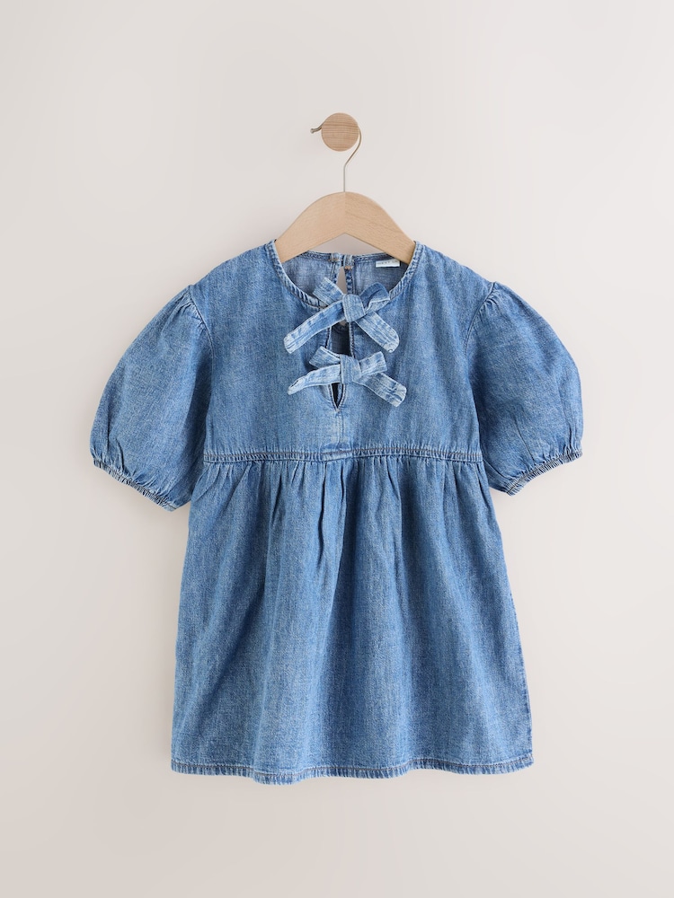 Blue Denim Tie Front Denim Dress - Image 1 of 3