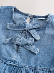 Blue Denim Tie Front Denim Dress - Image 2 of 3