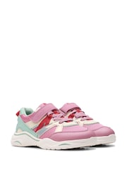 Clarks Pink Standard Fit (F) Multi FeatherPace Kid Trainers - Image 4 of 7