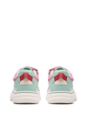 Clarks Pink Standard Fit (F) Multi FeatherPace Kid Trainers - Image 6 of 7