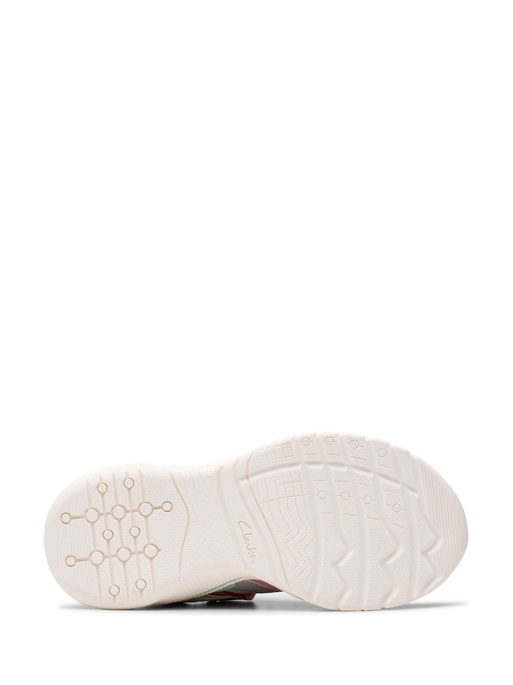 Clarks Pink Standard Fit (F) Multi FeatherPace Kid Trainers - Image 7 of 7