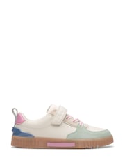 Clarks White Wide Fit (G) Oslo Vibe Kid Shoes - Image 1 of 7
