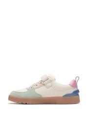 Clarks White Wide Fit (G) Oslo Vibe Kid Shoes - Image 2 of 7