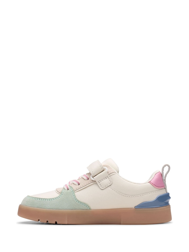 Clarks White Wide Fit (G) Oslo Vibe Kid Shoes - Image 2 of 7