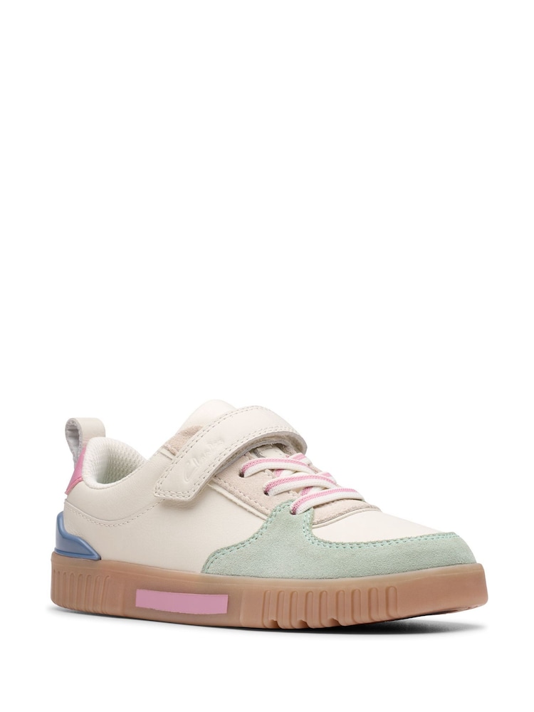 Clarks White Wide Fit (G) Oslo Vibe Kid Shoes - Image 3 of 7