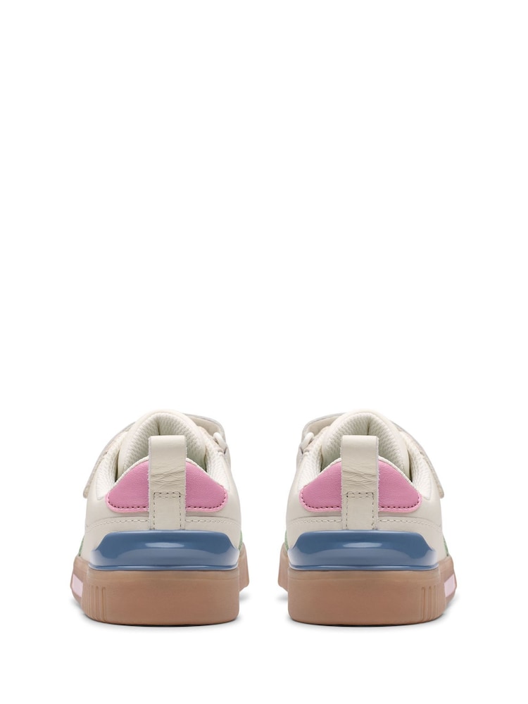 Clarks White Wide Fit (G) Oslo Vibe Kid Shoes - Image 5 of 7