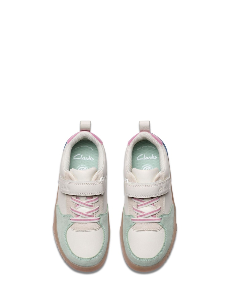 Clarks White Wide Fit (G) Oslo Vibe Kid Shoes - Image 6 of 7