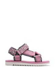 Clarks Pink Kids Wide Fit Peak Web Sandals - Image 2 of 8