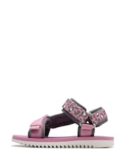 Clarks Pink Kids Wide Fit Peak Web Sandals - Image 3 of 8