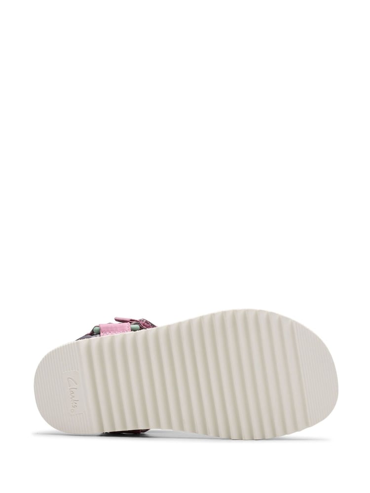 Clarks Pink Kids Wide Fit Peak Web Sandals - Image 8 of 8