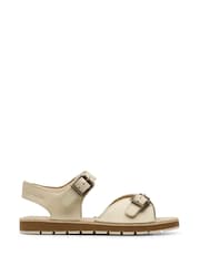 Clarks White Standard Fit (F) Leather Play Sun Reef Kid Sandals - Image 1 of 7