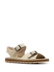 Clarks White Standard Fit (F) Leather Play Sun Reef Kid Sandals - Image 3 of 7