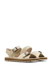 Clarks White Standard Fit (F) Leather Play Sun Reef Kid Sandals - Image 4 of 7