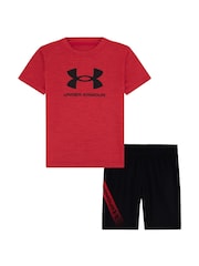 Under Armour Red Tech Fade T-Shirt and Shorts Set - Image 1 of 3